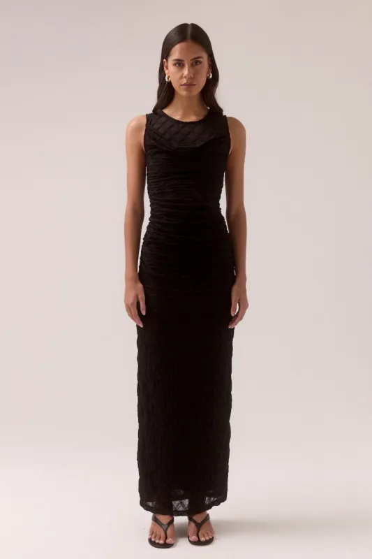 VENUS COWL MESH DRESS - BLACK made by SOVERE