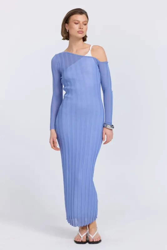 DUALITY LAYERED DRESS - PACIFIC BLUE/OFFWHITE made by SOVERE