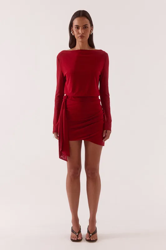 MYRIAD DRAPE MINI DRESS - CHERRY made by SOVERE