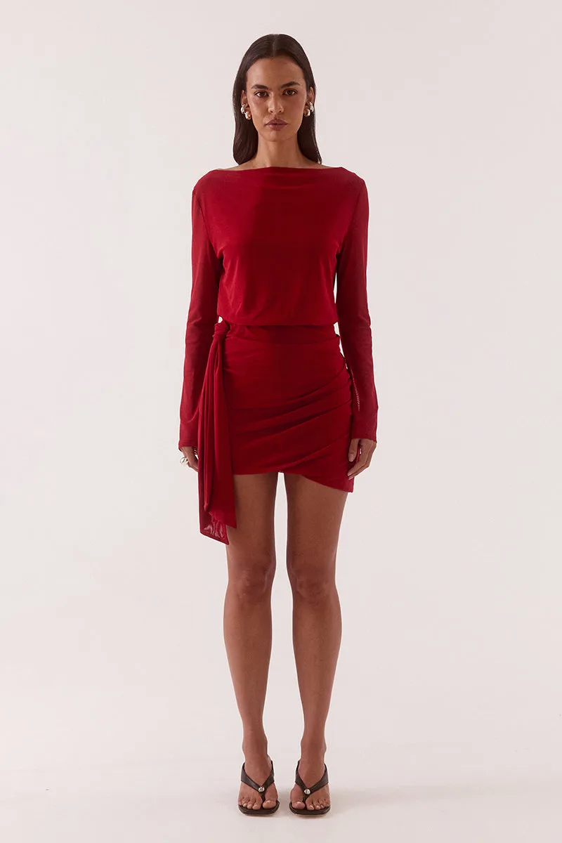 MYRIAD DRAPE MINI DRESS - CHERRY sold by SOVERE