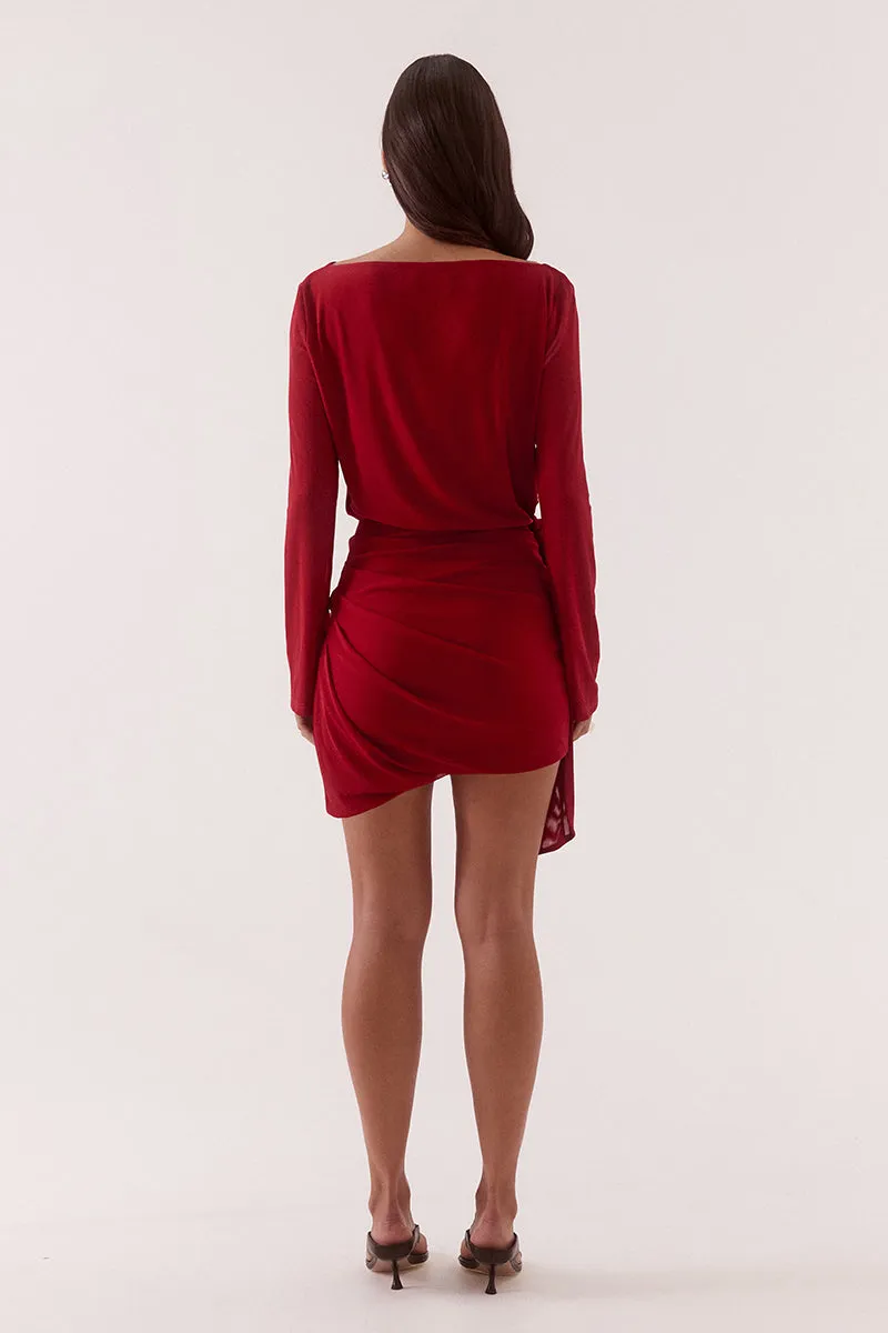MYRIAD DRAPE MINI DRESS - CHERRY sold by SOVERE product image thumbnail 5