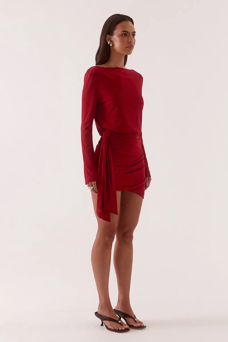 MYRIAD DRAPE MINI DRESS - CHERRY sold by SOVERE product image thumbnail 4