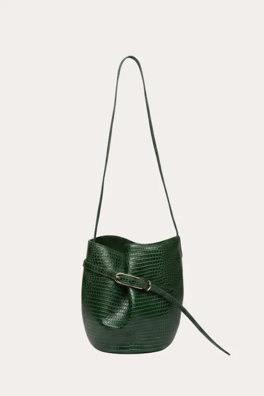Belted Bucket Bag Emerald Lizard made by Liffner