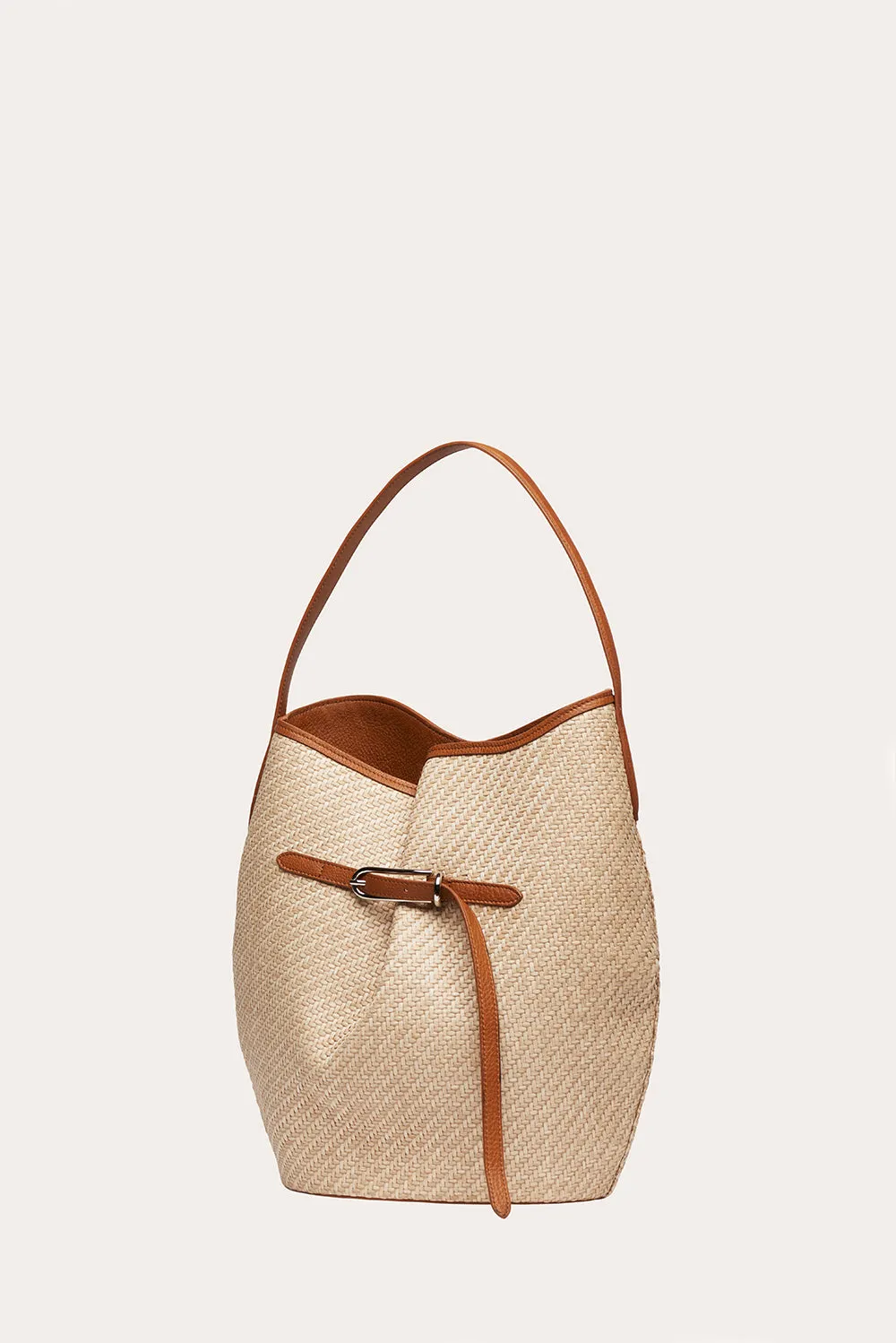 Belted Bucket Bag Large Beige Raffia sold by Liffner product image thumbnail 3