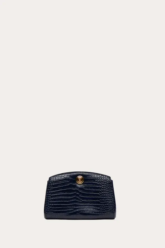 Pushlock Clutch Navy Croc made by Liffner