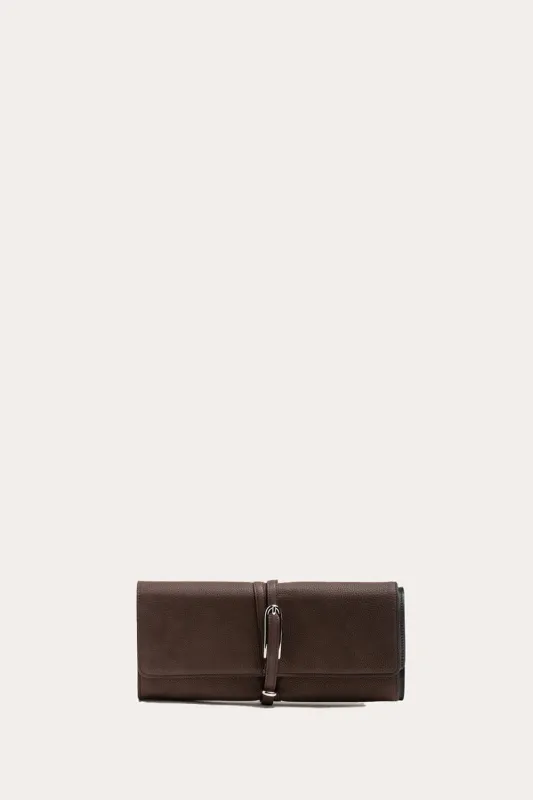 Belted Clutch Dark Brown made by Liffner