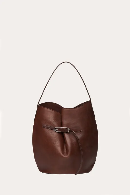 Belted Bucket Bag Large Dark Brown made by Liffner