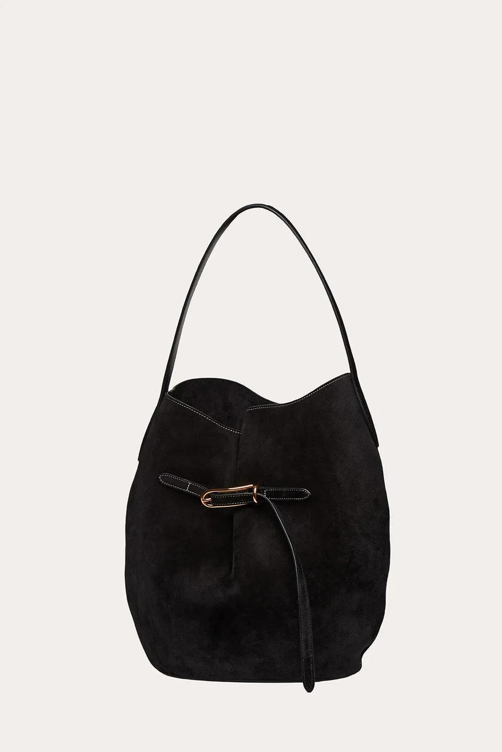 Belted Bucket Bag Large Black Suede sold by Liffner product image thumbnail 4