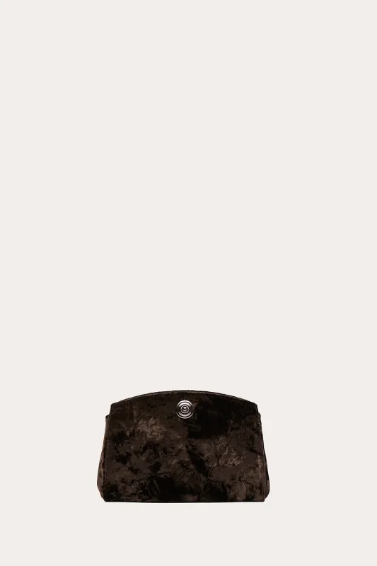 Pushlock Clutch Brown Velvet made by Liffner