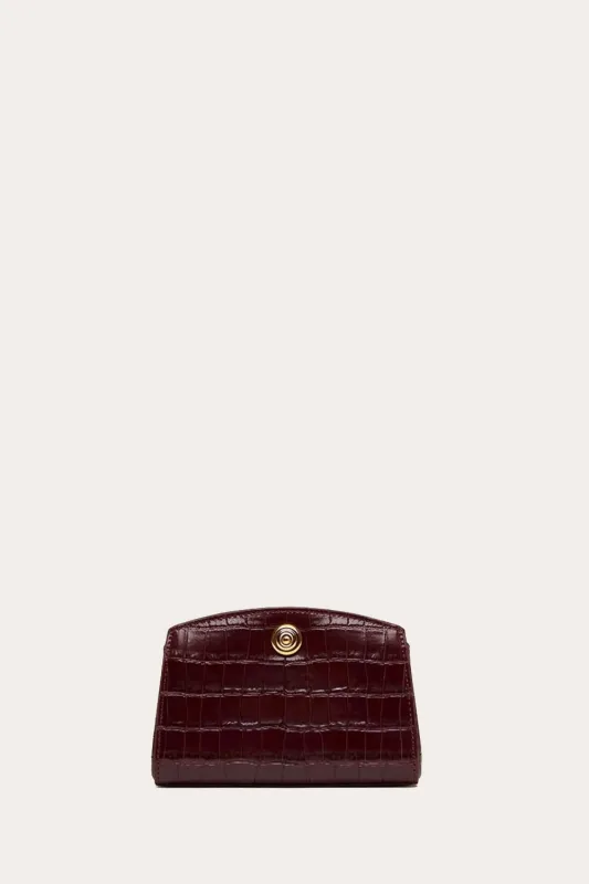 Pushlock Clutch Burgundy Croc made by Liffner