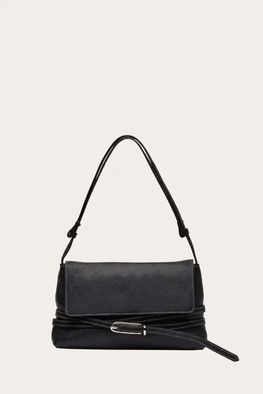 Belted Shoulder Bag Black made by Liffner