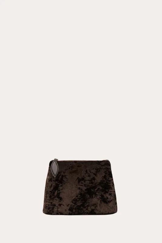 Zip Clutch Brown Velvet made by Liffner