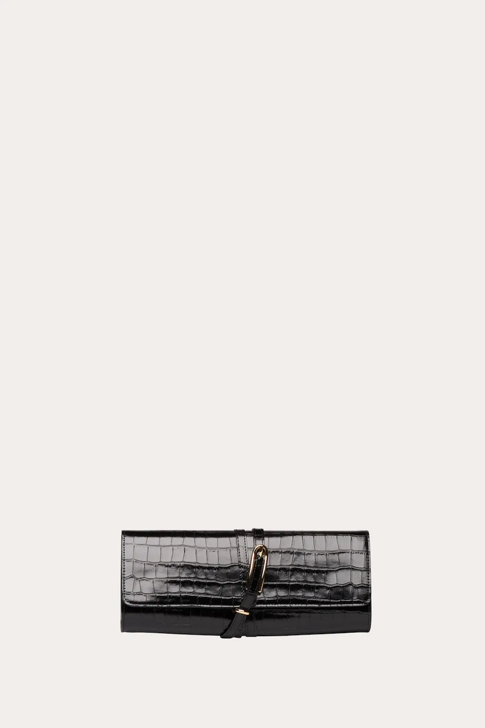Belted Clutch Black Croc sold by Liffner