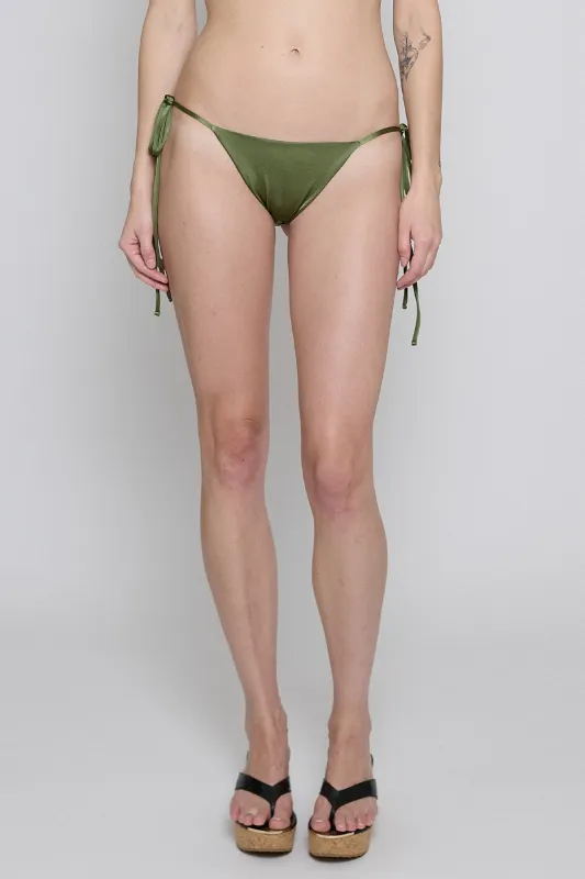 Olive Shiny Lycra String Bikini Bottom made by PRINSCAVera