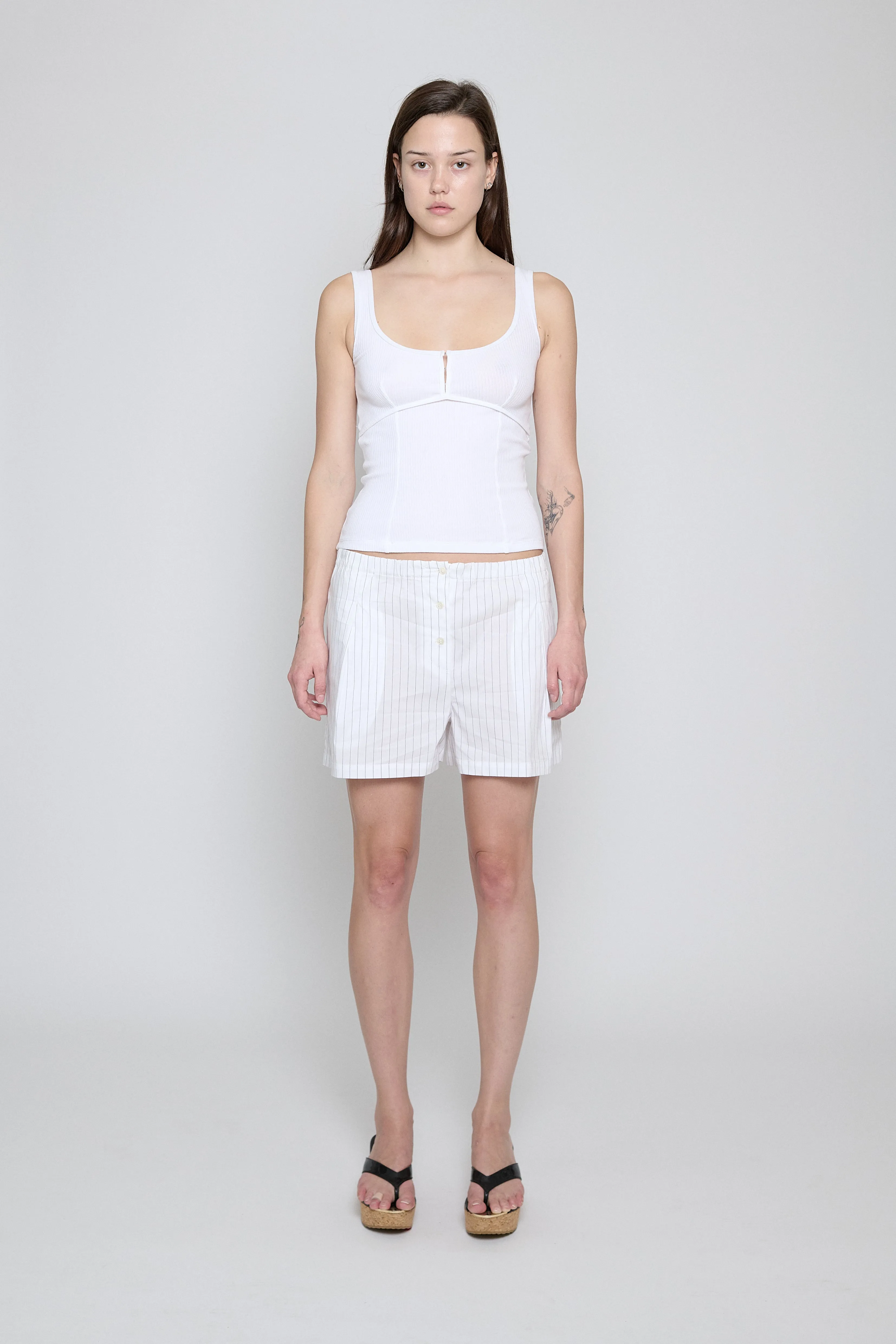 White Ribbed Squareneck Tank sold by PRINSCAVera product image thumbnail 2