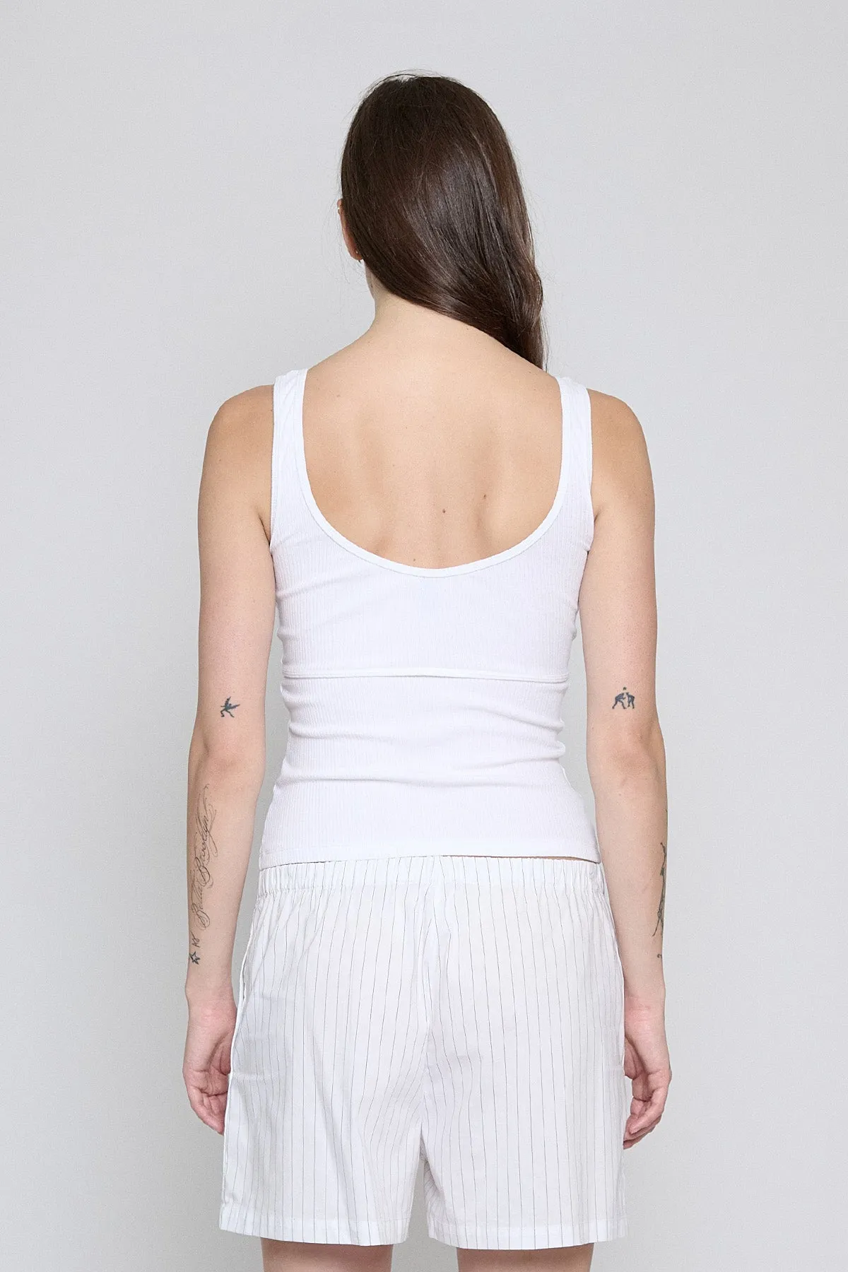 White Ribbed Squareneck Tank sold by PRINSCAVera product image thumbnail 3