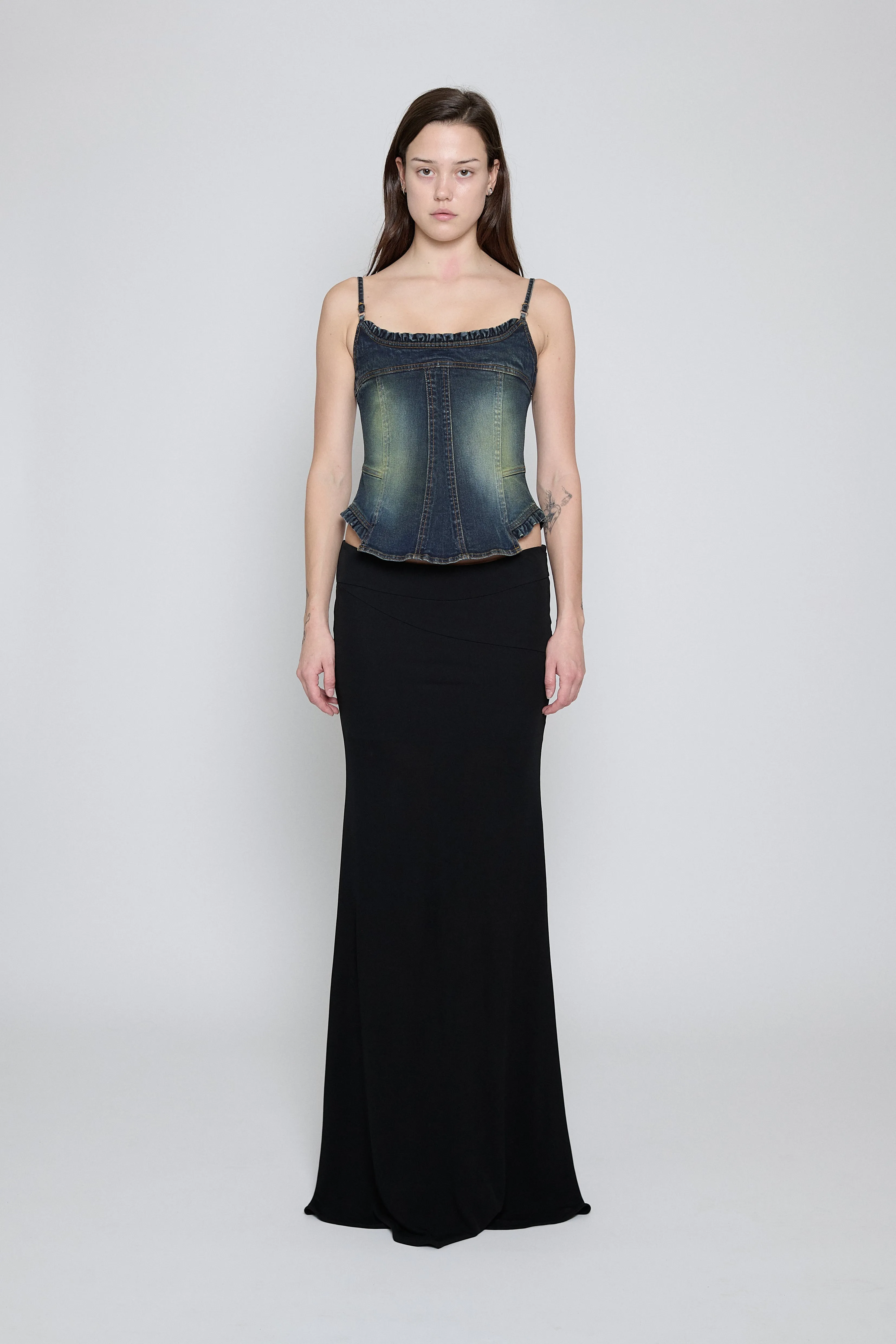 Black Lace-Up Paneled Maxi Skirt sold by PRINSCAVera product image thumbnail 2
