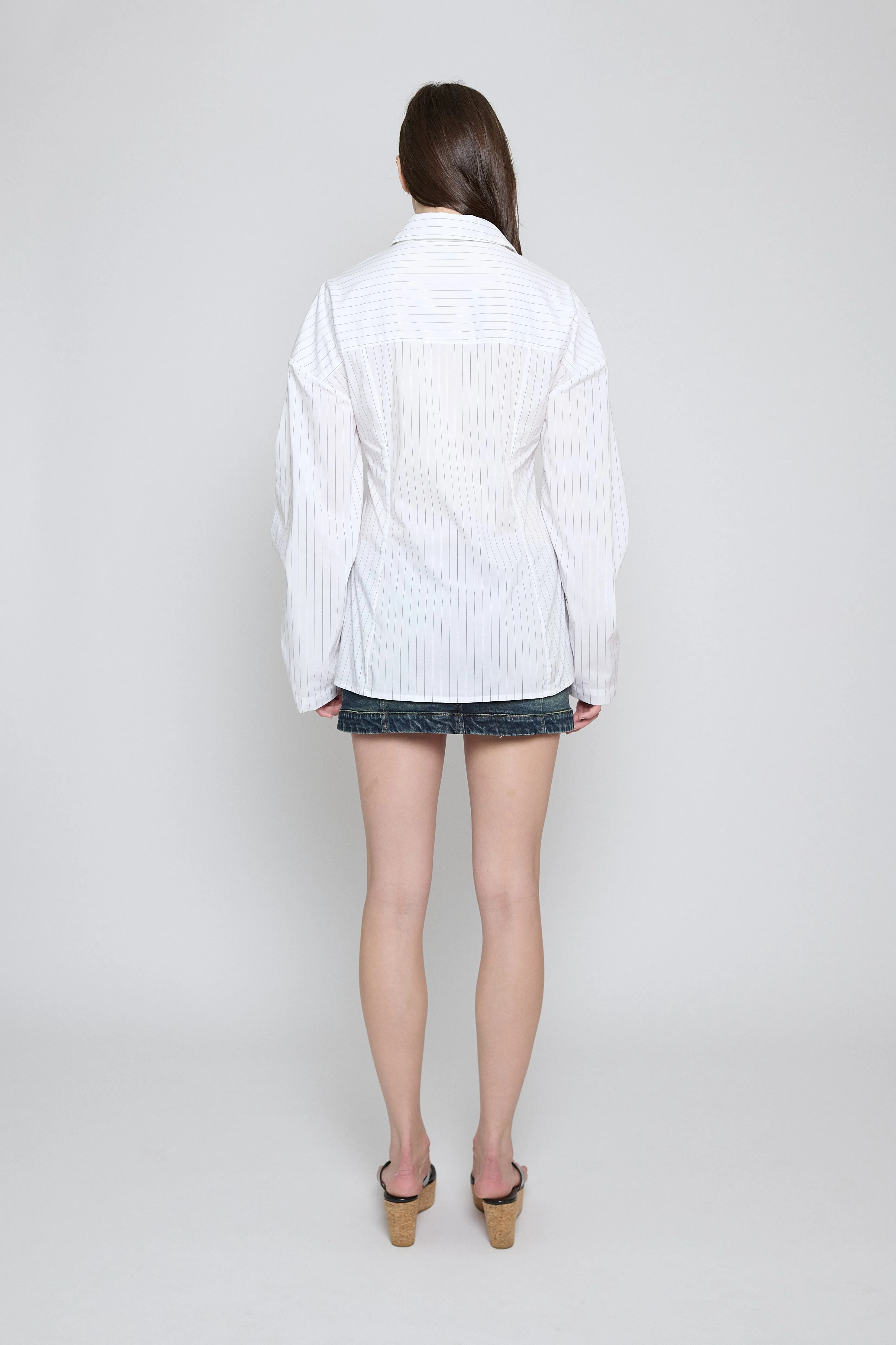 White Pinstripe Laced Button Down sold by PRINSCAVera product image thumbnail 4