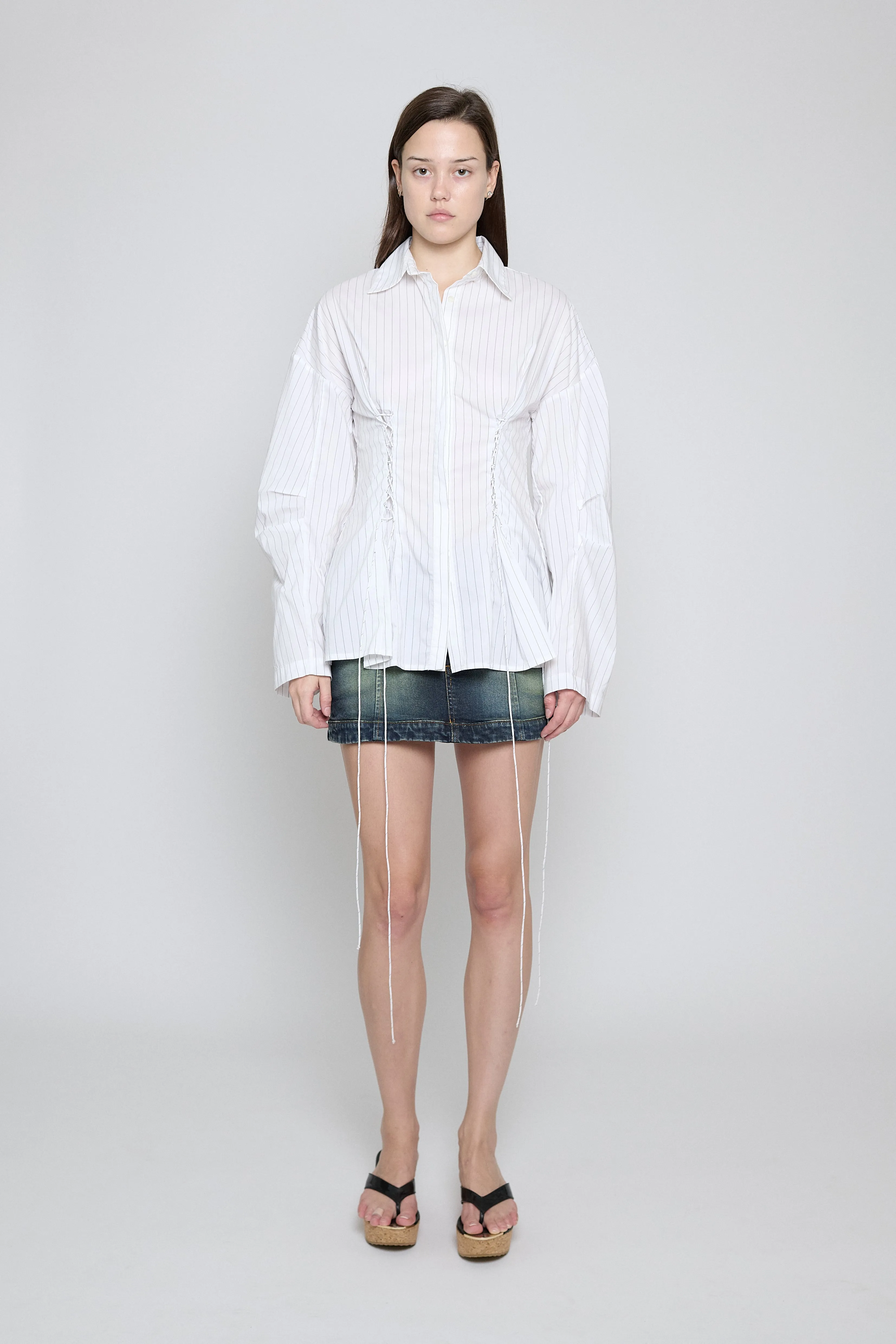 White Pinstripe Laced Button Down sold by PRINSCAVera product image thumbnail 2
