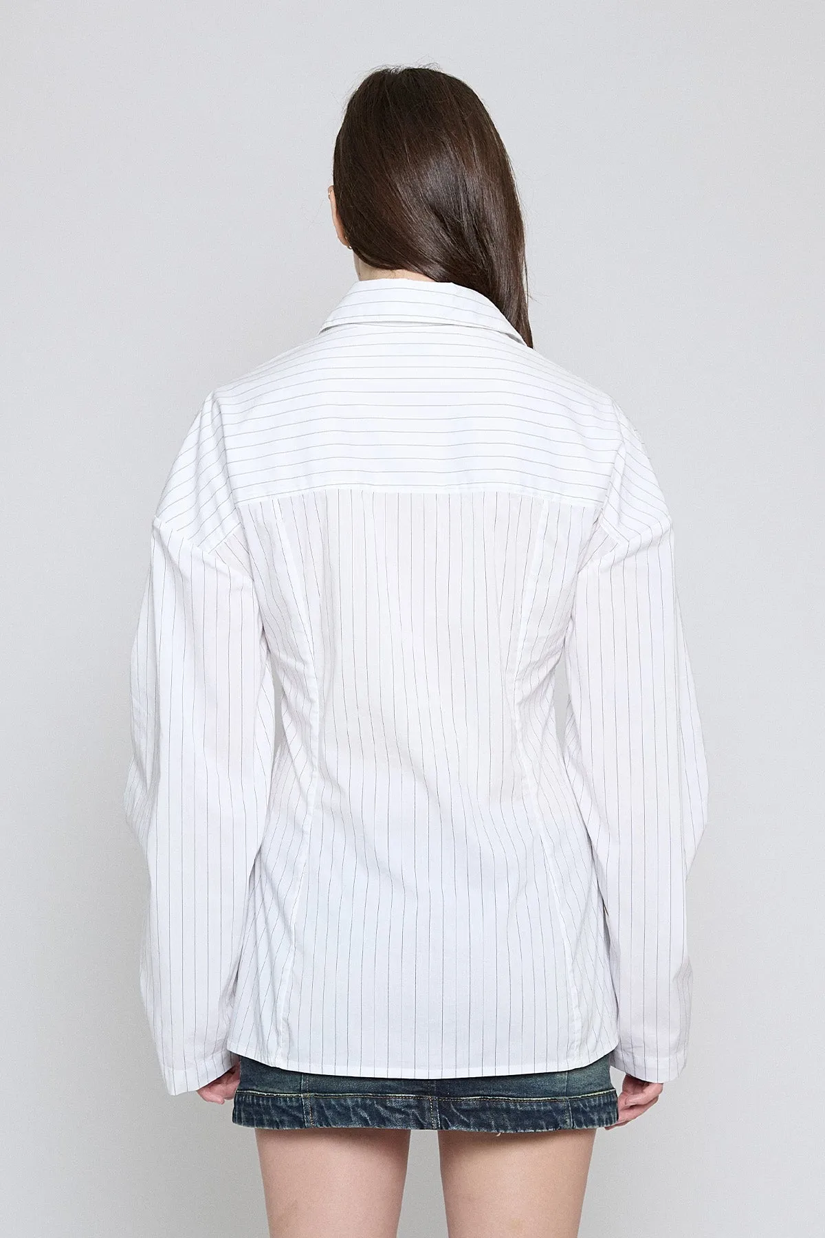 White Pinstripe Laced Button Down sold by PRINSCAVera product image thumbnail 3