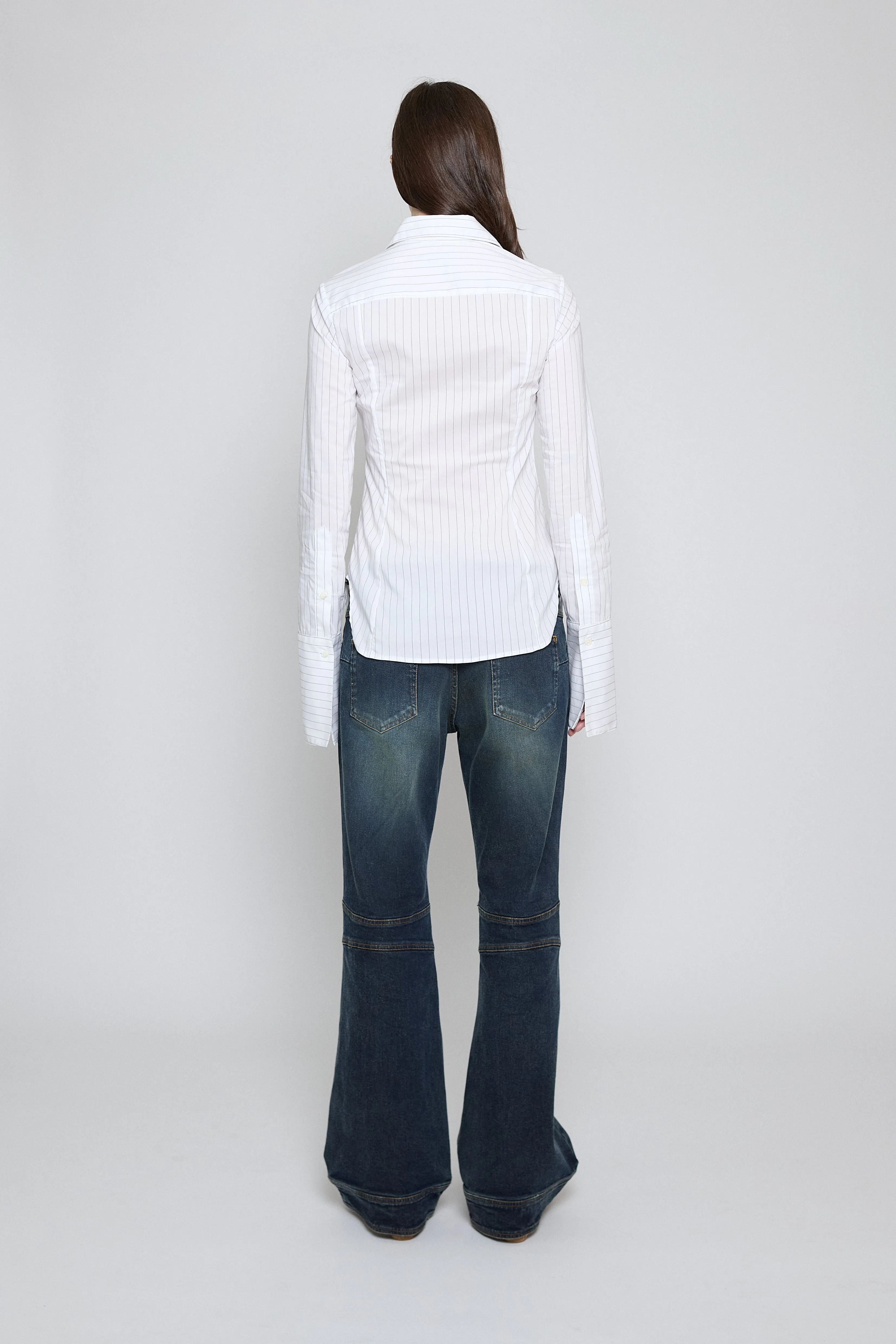 White Pinstripe Fitted Button Down sold by PRINSCAVera product image thumbnail 4