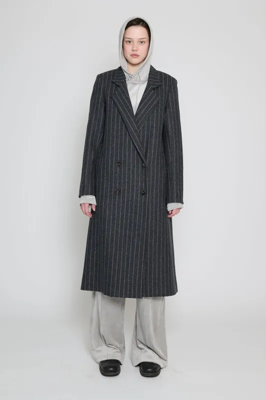 Chalk Pinstripe Oversized Tailored Coat made by PRINSCAVera