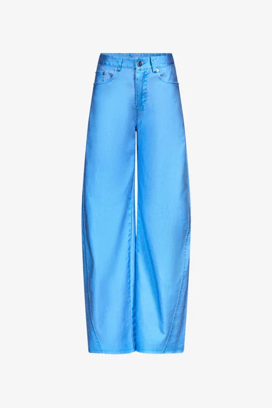 Metallic Blue Cocoon Jeans made by PRINSCAVera