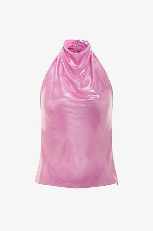 Metallic Pink Low Back Halter Top made by PRINSCAVera