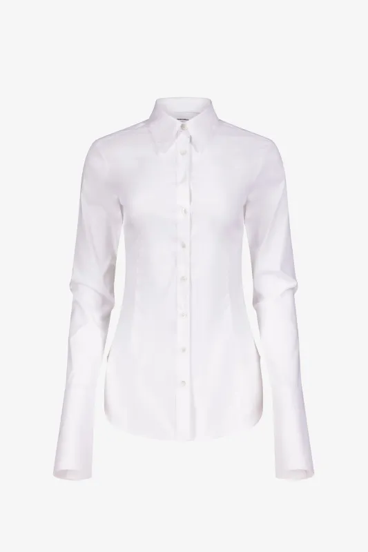 White Fitted Button Down made by PRINSCAVera