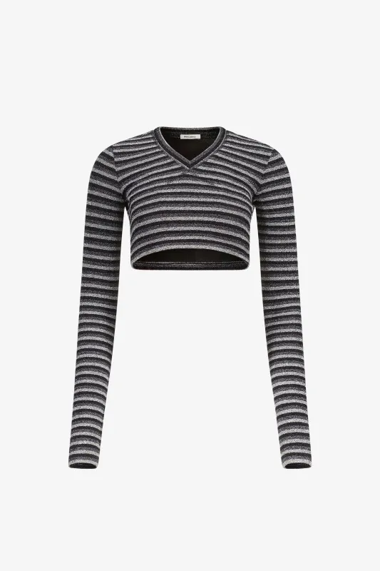 Metallic Stripes V-Neck Crop Top made by PRINSCAVera
