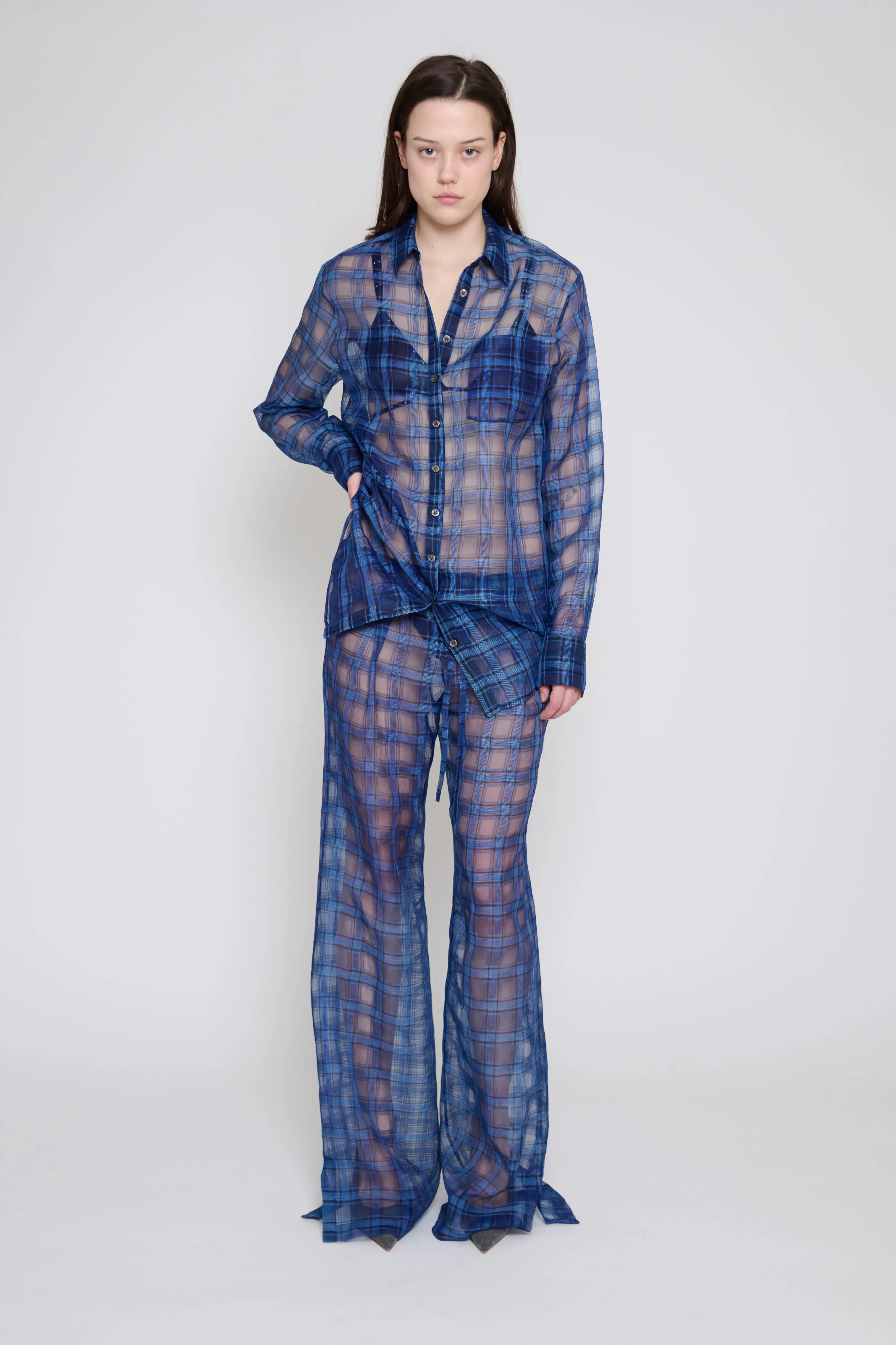 Indigo Plaid Relaxed Button Down sold by PRINSCAVera product image thumbnail 3