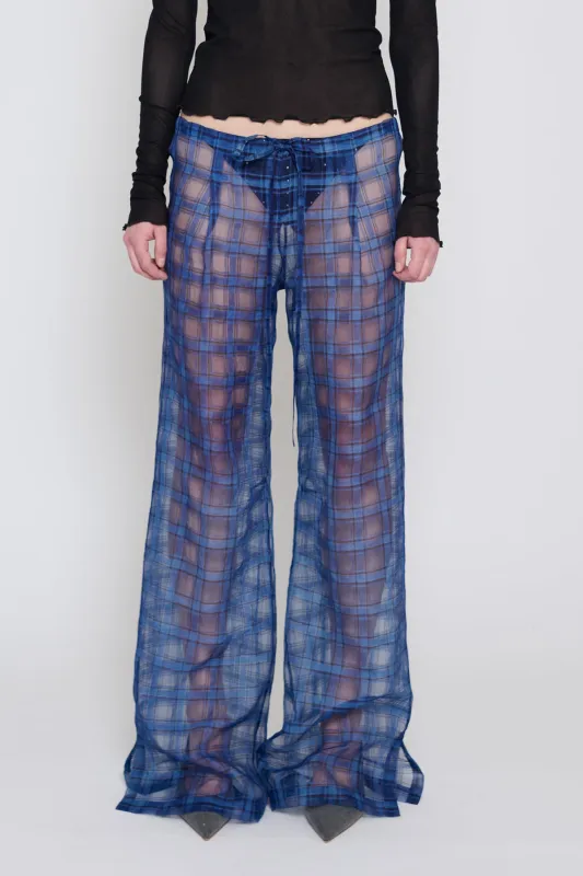 Indigo Plaid Drawstring Pants made by PRINSCAVera
