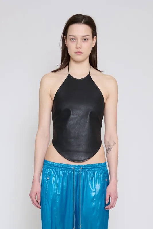 Black Lace Up Halter Top made by PRINSCAVera