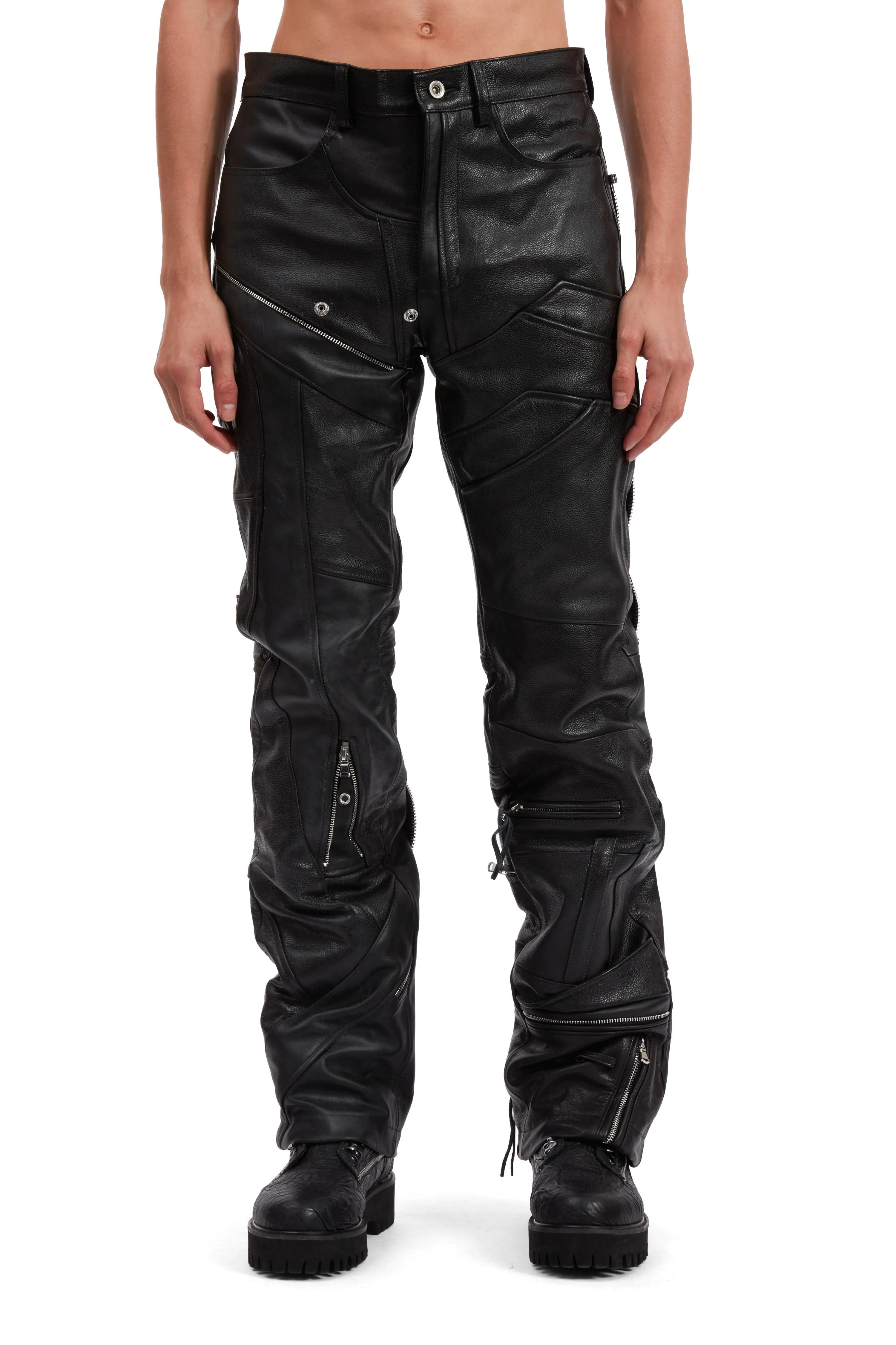 FRAGMENTED LEATHER TROUSER sold by WHO DECIDES WAR product image thumbnail 3