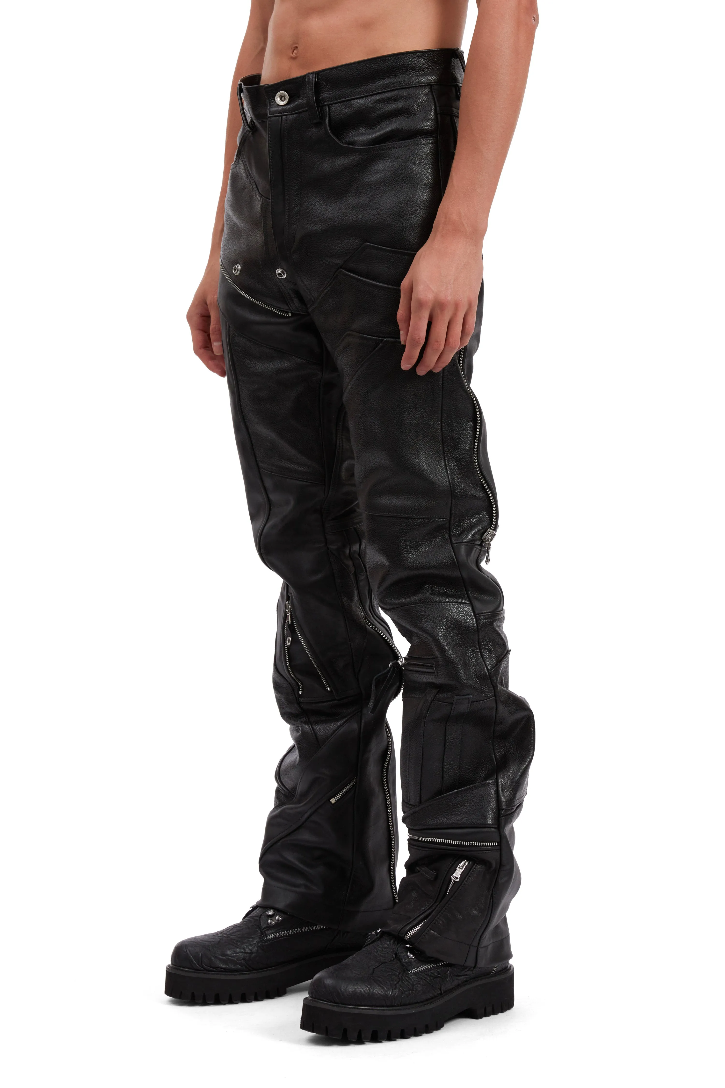 FRAGMENTED LEATHER TROUSER sold by WHO DECIDES WAR product image thumbnail 4