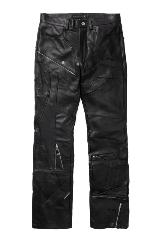 FRAGMENTED LEATHER TROUSER made by WHO DECIDES WAR