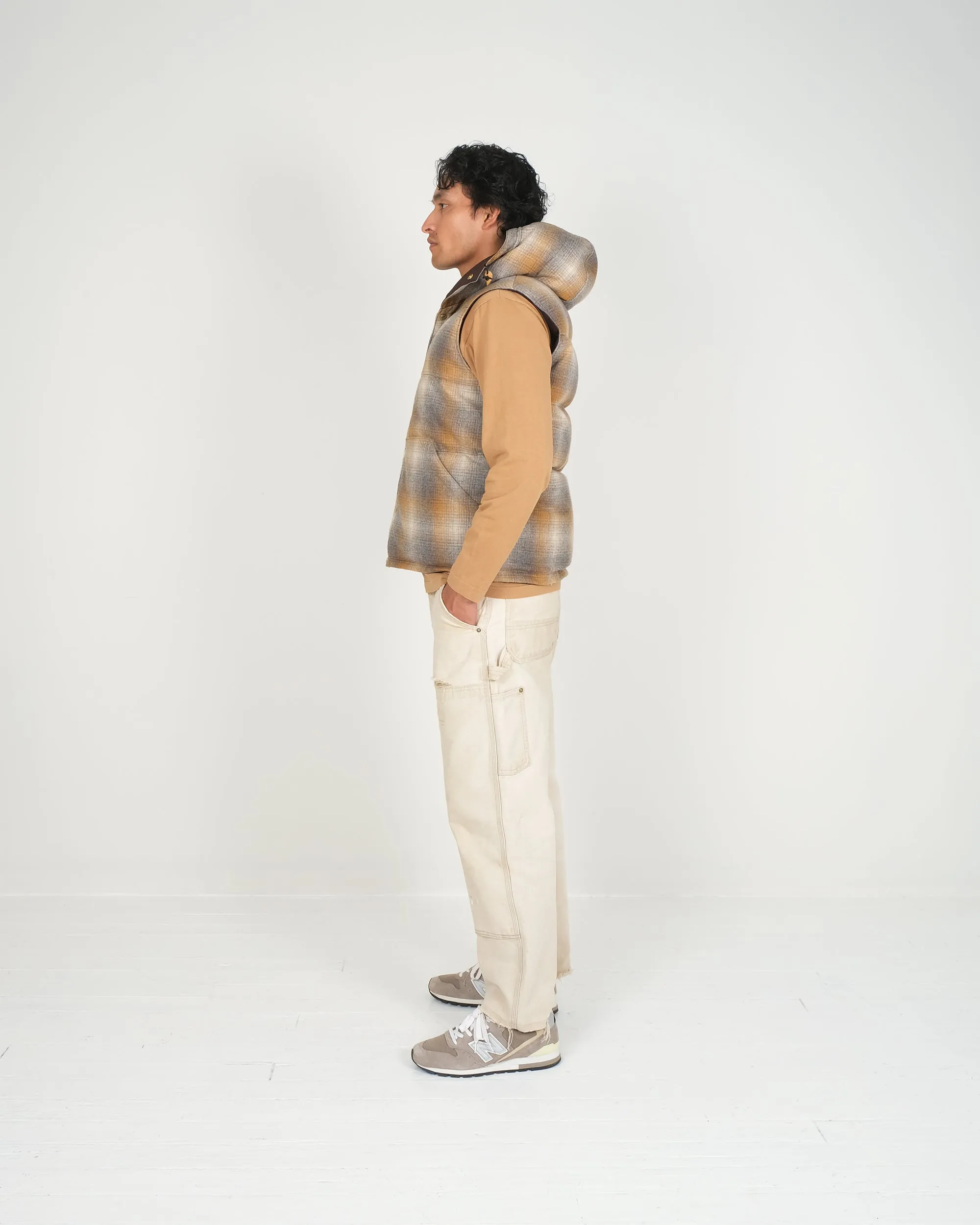 Down Italian Vest - Reversible Wool Flannel & Dry Wax Cotton - Meadow Plaid sold by Crescent Down Works product image thumbnail 5