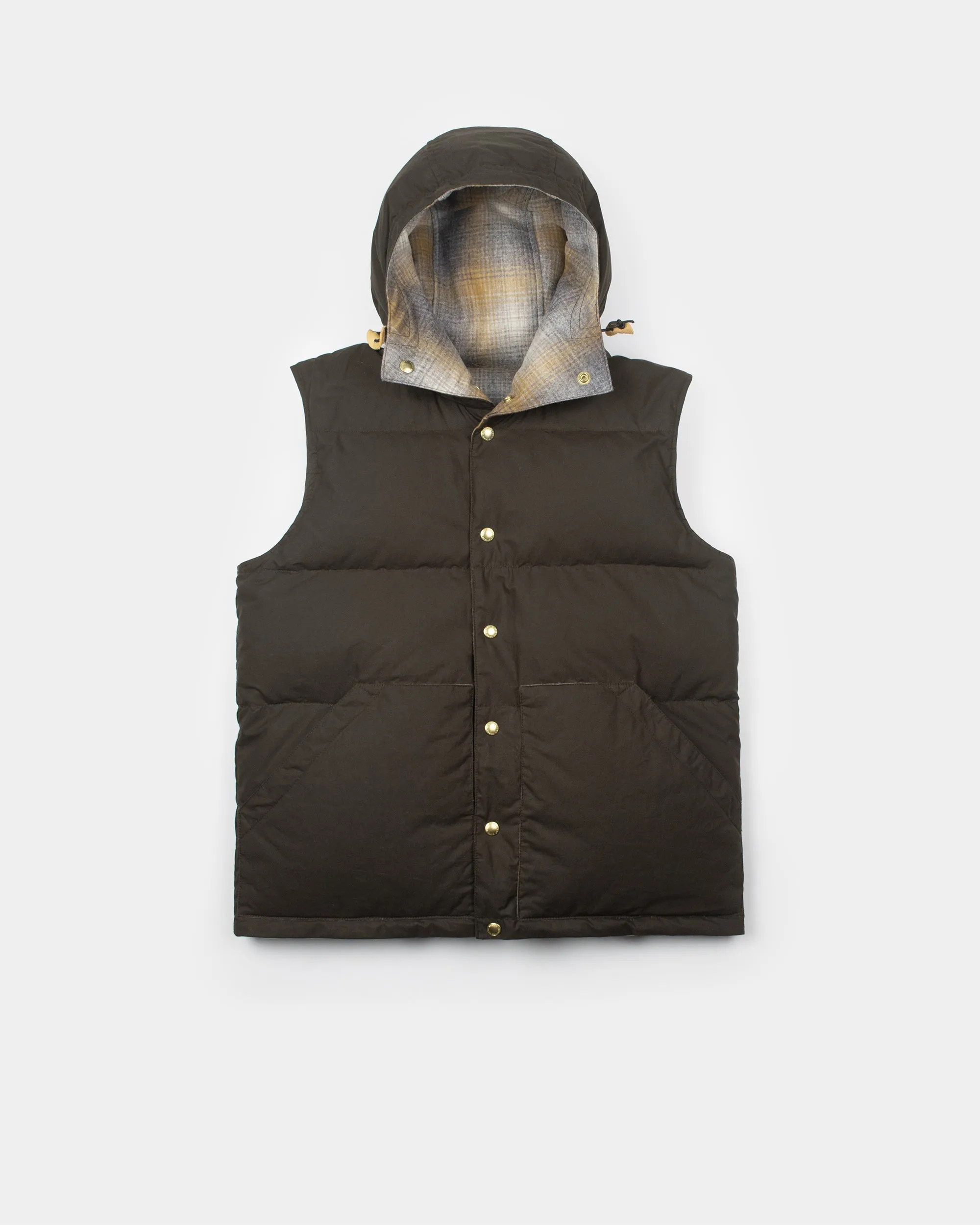 Down Italian Vest - Reversible Wool Flannel & Dry Wax Cotton - Meadow Plaid sold by Crescent Down Works product image thumbnail 2