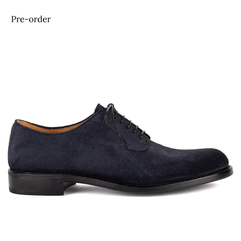 Woodworm AF03<br>Navy Velvet Suede Derby Shoes made by ALBERTO FASCIANI