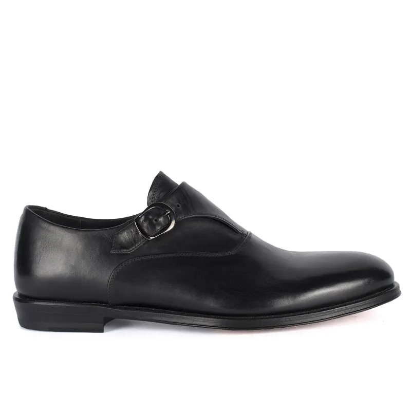 JASON 49020<br>Monkstrap in black leather made by ALBERTO FASCIANI