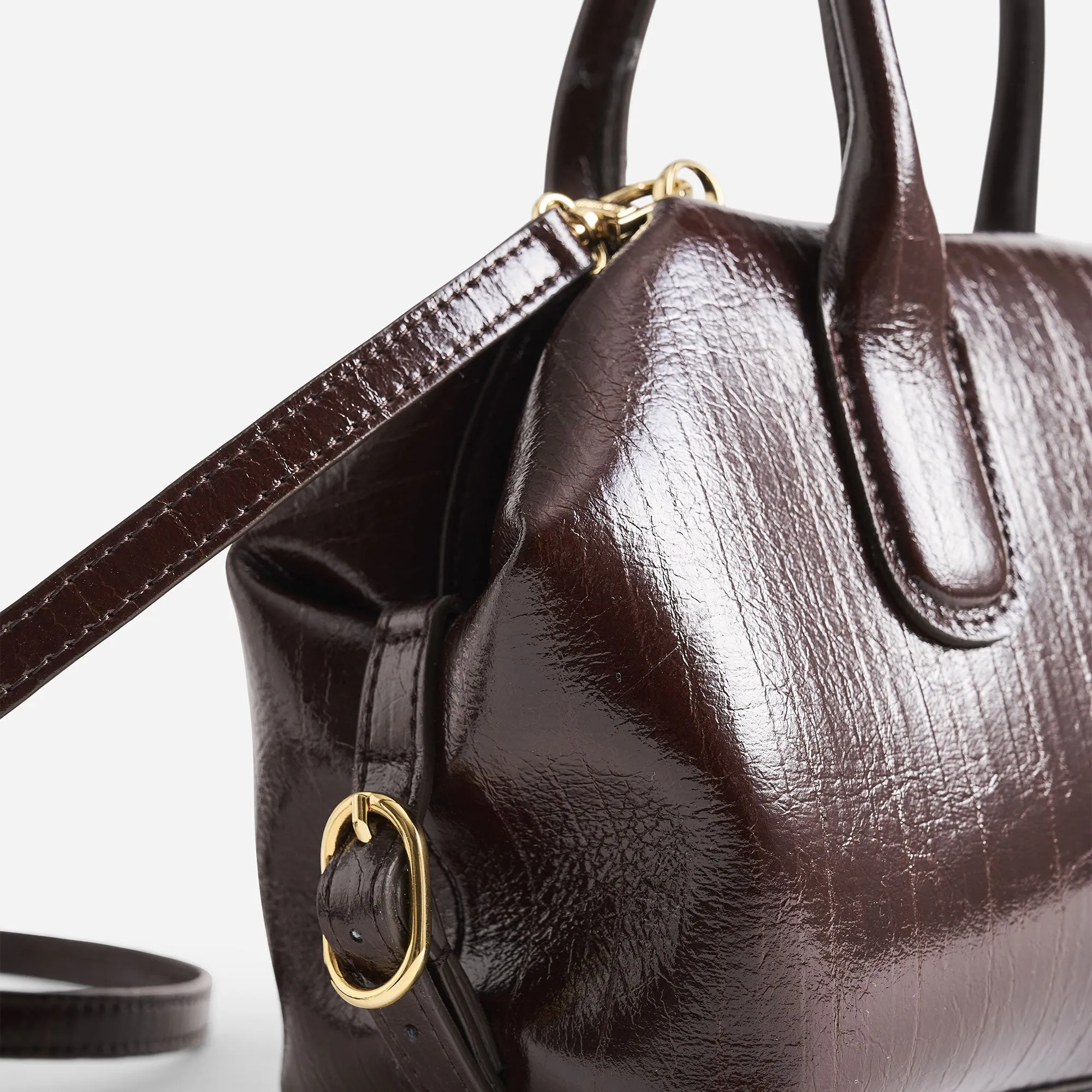 TALIA TRUNK SMALL RIGATO VEGAN FABRIC CHOCOLATE PLUM sold by THEMOIRÃ product image thumbnail 4