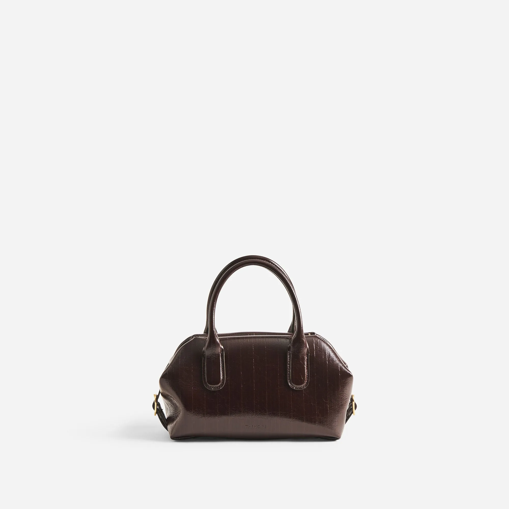 TALIA TRUNK SMALL RIGATO VEGAN FABRIC CHOCOLATE PLUM sold by THEMOIRÃ