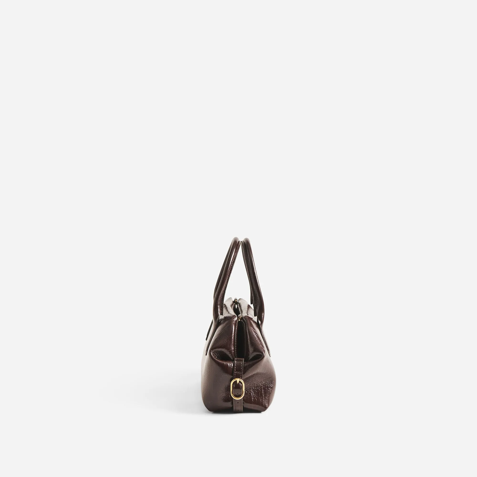 TALIA TRUNK SMALL RIGATO VEGAN FABRIC CHOCOLATE PLUM sold by THEMOIRÃ product image thumbnail 3