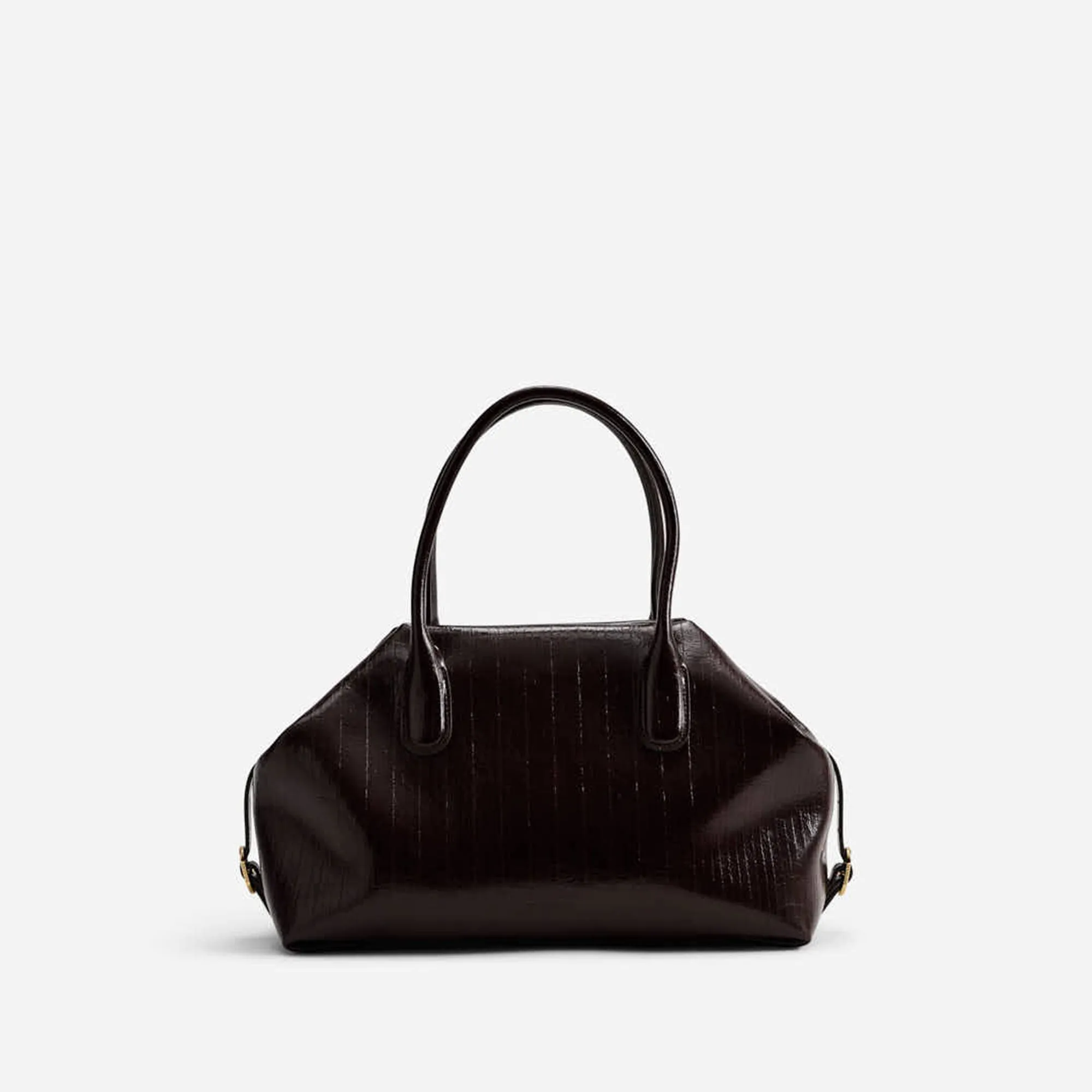 TALIA TRUNK MEDIUM RIGATO VEGAN FABRIC CHOCOLATE PLUM sold by THEMOIRÃ