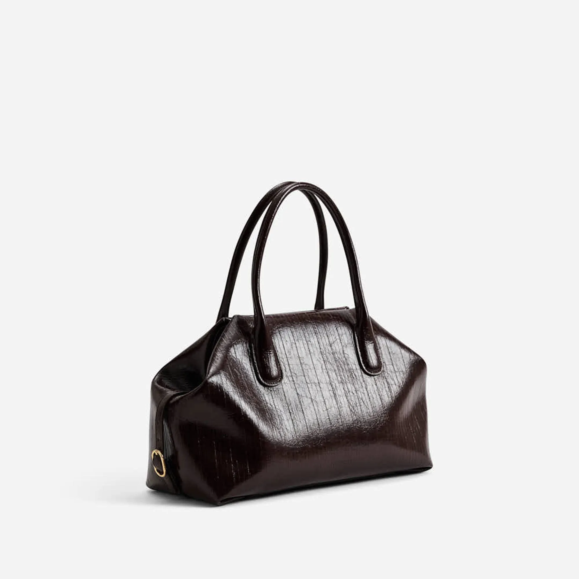 TALIA TRUNK MEDIUM RIGATO VEGAN FABRIC CHOCOLATE PLUM sold by THEMOIRÃ product image thumbnail 2