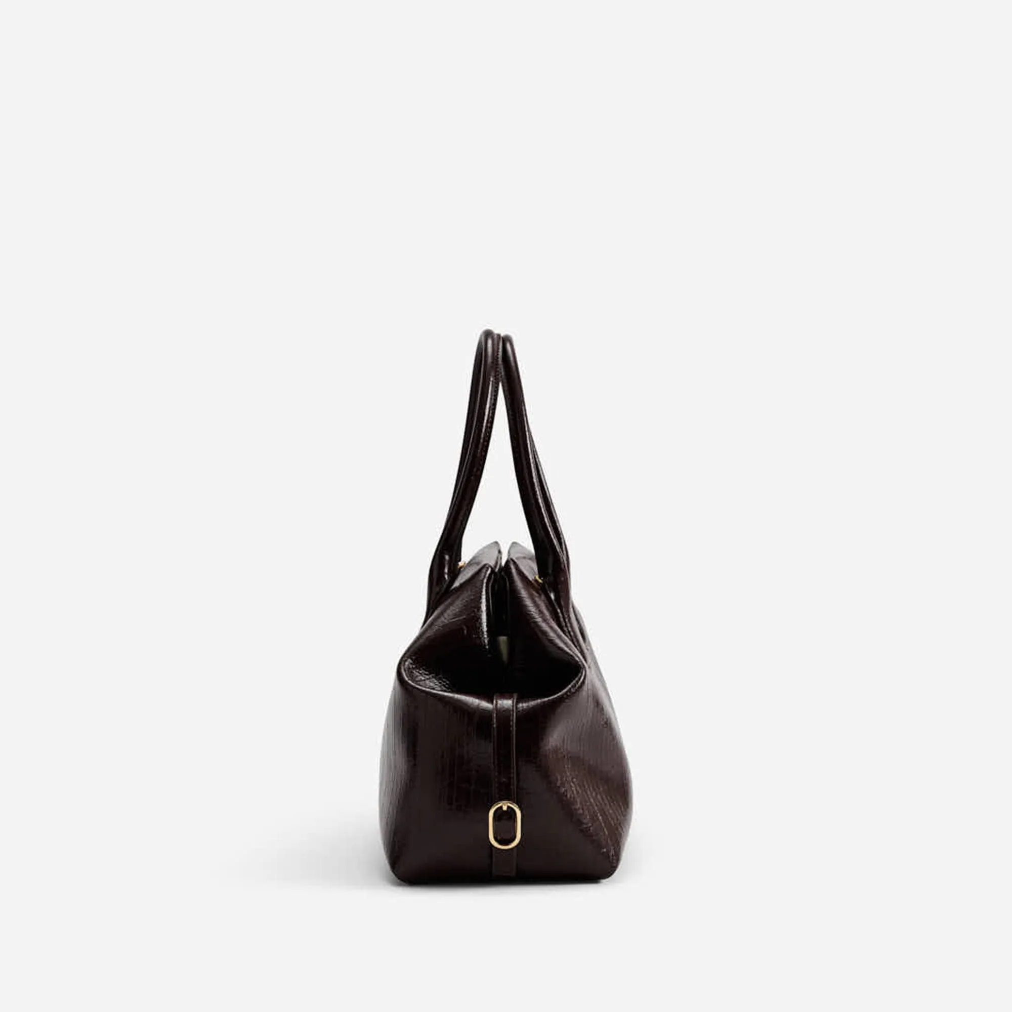 TALIA TRUNK MEDIUM RIGATO VEGAN FABRIC CHOCOLATE PLUM sold by THEMOIRÃ product image thumbnail 3