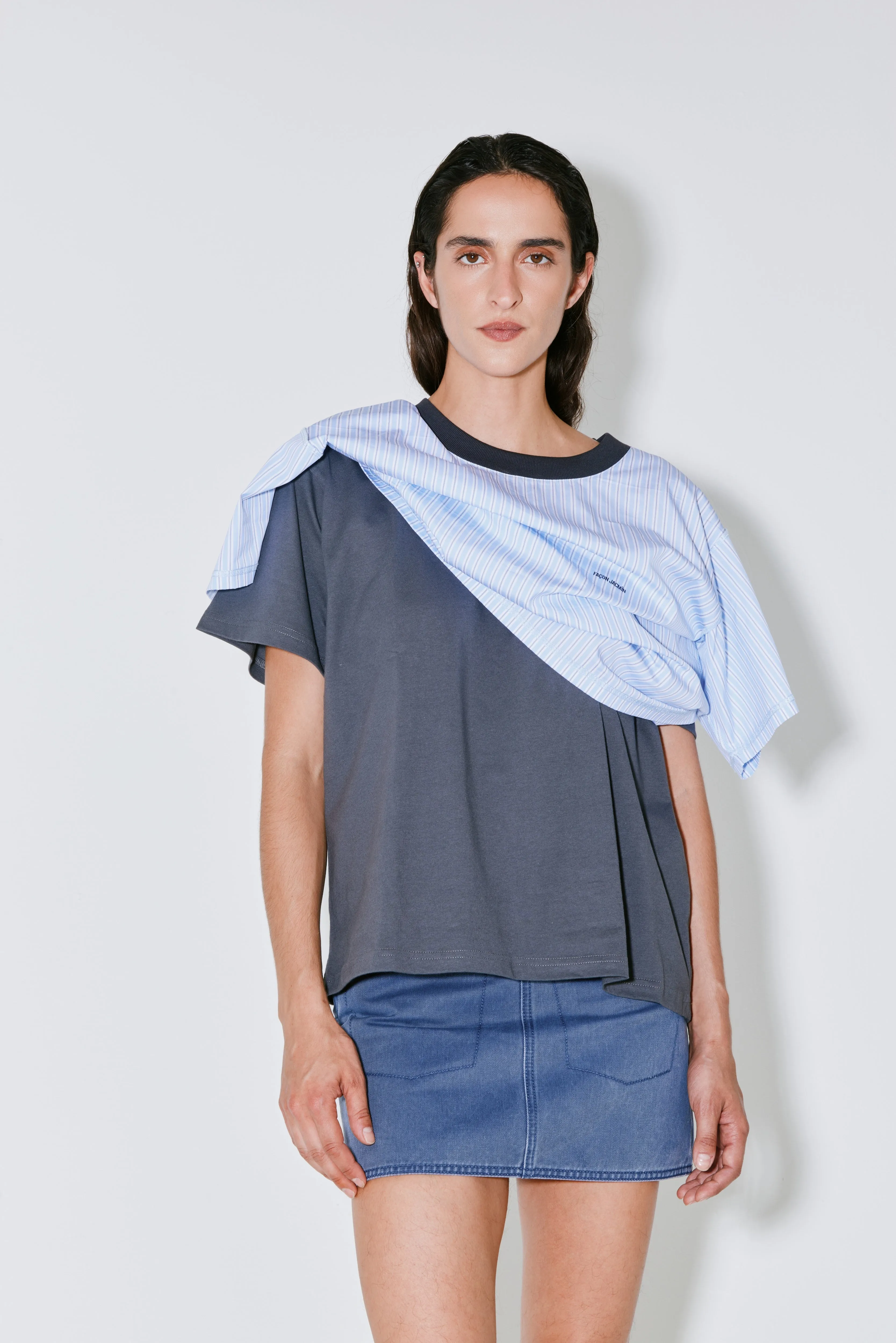 THOAI t-shirt grey blue stripes sold by FAÃON JACMIN product image thumbnail 2