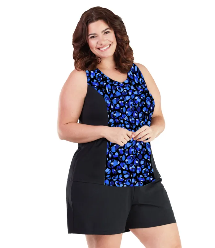 AquaSport Tankini Top Ocean Blues Print Black sold by JunoActive
