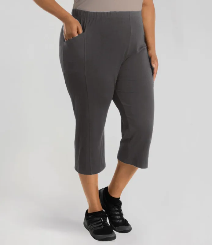 Stretch Naturals Side Pocket Capri Deep Taupe sold by JunoActive