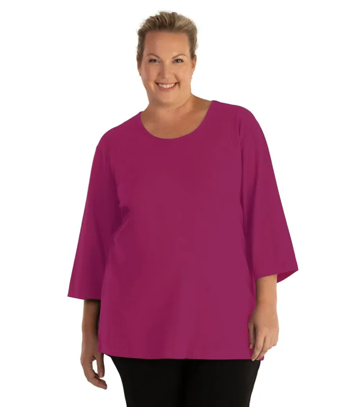 Stretch Naturals Scoop Neck 3/4 Sleeve Top Classic Colors sold by JunoActive